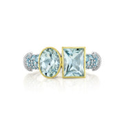 SLOANE STREET Sterling Silver and 18K Yellow Gold Toi Et Moi Ring with Blue Topaz